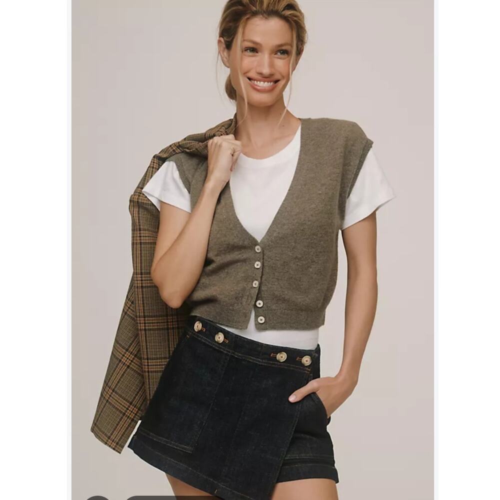 Pilcro Anthropologie Denim Kit Skort Dark Wash 29 Sailor Buckle Back Shorts